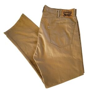 Levi's 505 Regular Fit Pants Mens 40x32 Khaki Tan Straight Leg Cotton Twill